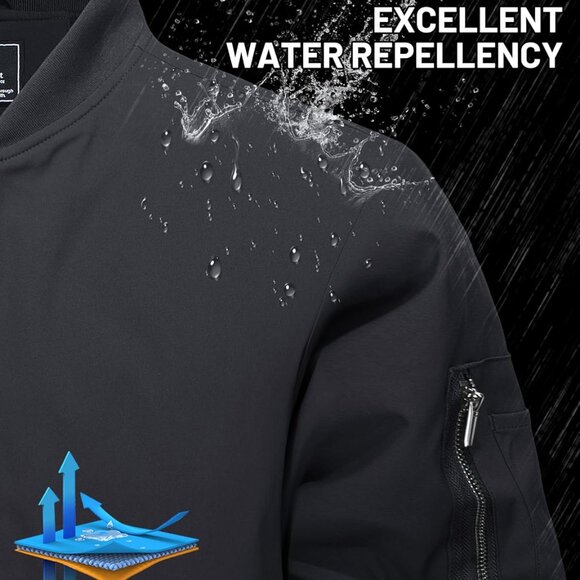 Men's X-Large Bomber Jacket: Thermal Quilted, Water-Resistant Winter Coat - Picture 3 of 7